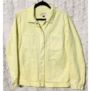 Universal Thread Neon Yellow Denim Jacket Womens M Utility Mid Length Tie Dye‎